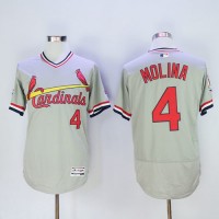 St.Louis Cardinals #4 Yadier Molina Grey Flexbase Authentic Collection Cooperstown Stitched MLB Jersey