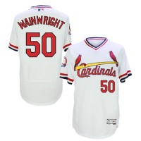St.Louis Cardinals #50 Adam Wainwright White Flexbase Authentic Collection Cooperstown Stitched MLB Jersey