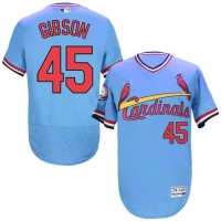 St.Louis Cardinals #45 Bob Gibson Light Blue Flexbase Authentic Collection Cooperstown Stitched MLB Jersey
