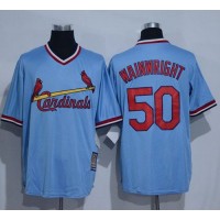 St.Louis Cardinals #50 Adam Wainwright Blue Cooperstown Throwback Stitched MLB Jersey