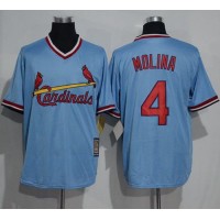 St.Louis Cardinals #4 Yadier Molina Blue Cooperstown Throwback Stitched MLB Jersey