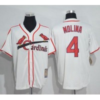 Mitchell And Ness St.Louis Cardinals #4 Yadier Molina White Throwback Stitched MLB Jersey