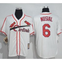 Mitchell And Ness St.Louis Cardinals #6 Stan Musial White Throwback Stitched MLB Jersey