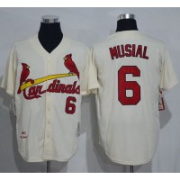 Mitchell And Ness 1963 St.Louis Cardinals #6 Stan Musial Cream Throwback Stitched MLB Jersey