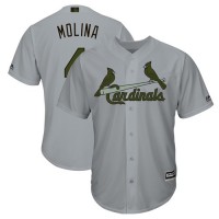 St.Louis Cardinals #4 Yadier Molina Grey New Cool Base 2018 Memorial Day Stitched MLB Jersey