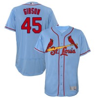 St.Louis Cardinals #45 Bob Gibson Light Blue Flexbase Authentic Collection Stitched MLB Jersey