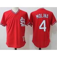 Mitchell And Ness St.Louis Cardinals #4 Yadier Molina Red Throwback Stitched MLB Jersey