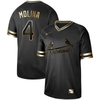 Nike St.Louis Cardinals #4 Yadier Molina Black Gold Authentic Stitched MLB Jersey
