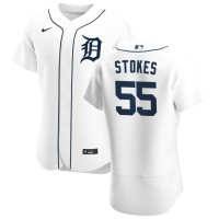 Detroit Detroit Tigers #55 Troy Stokes Jr. Men's Nike White Home 2020 Authentic Player MLB Jersey