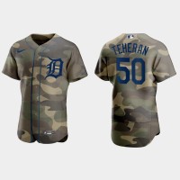 Detroit Detroit Tigers #50 Julio Teheran Men's Nike 2021 Armed Forces Day Authentic MLB Jersey -Camo