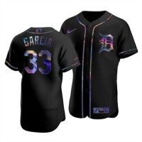 Detroit Detroit Tigers #33 Bryan Garcia Men's Nike Iridescent Holographic Collection MLB Jersey - Black