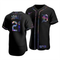 Detroit Detroit Tigers #21 JaCoby Jones Men's Nike Iridescent Holographic Collection MLB Jersey - Black