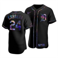 Detroit Detroit Tigers #24 Miguel Cabrera Men's Nike Iridescent Holographic Collection MLB Jersey - Black