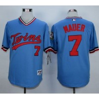 Minnesota Twins #7 Joe Mauer Light Blue 1984 Turn Back The Clock Stitched MLB Jersey