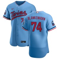 Minnesota Minnesota Twins #74 Travis Blankenhorn Men's Nike Light Blue Alternate 2020 60th Season Authentic Team MLB Jersey