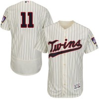 Minnesota Twins #11 Jorge Polanco Cream Strip Flexbase Authentic Collection Stitched MLB Jersey