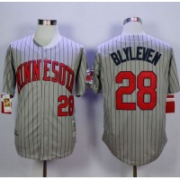 Mitchell And Ness 1987 Minnesota Twins #28 Bert Blyleven Grey Throwback Stitched MLB Jersey