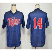 Mitchell And Ness 1991 Minnesota Twins #14 Kent Hrbek Navy Blue Stitched MLB Jersey