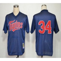 Mitchell And Ness 1991 Minnesota Twins #34 Kirby Puckett Navy Blue Stitched MLB Jersey
