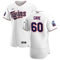 Minnesota Minnesota Twins #60 Jake Cave Men's Nike White Home 2020 60th Season Authentic Team MLB Jersey