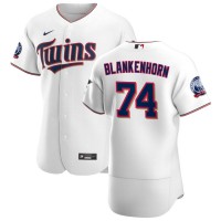 Minnesota Minnesota Twins #74 Travis Blankenhorn Men's Nike White Home 2020 60th Season Authentic Team MLB Jersey