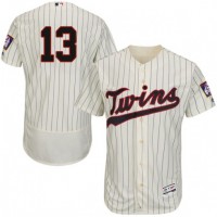 Minnesota Twins #13 Ehire Adrianza Cream Strip Flexbase Authentic Collection Stitched MLB Jersey