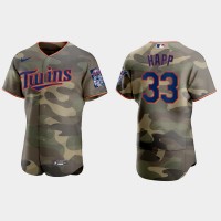 Minnesota Minnesota Twins #33 J.A. Happ Men's Nike 2021 Armed Forces Day Authentic MLB Jersey -Camo