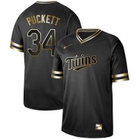 Nike Minnesota Twins #34 Kirby Puckett Black Gold Authentic Stitched MLB Jersey