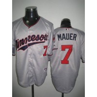 Minnesota Twins #7 Joe Mauer Stitched Grey MLB Jersey