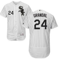 Chicago White Sox #24 Yasmani Grandal White(Black Strip) Flexbase Authentic Collection Stitched MLB Jersey