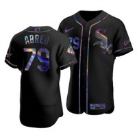 Chicago Chicago White Sox #79 Jose Abreu Men's Nike Iridescent Holographic Collection MLB Jersey - Black