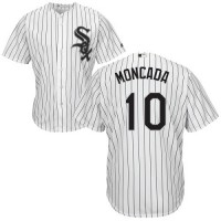 Chicago White Sox #10 Yoan Moncada White(Black Strip) New Cool Base Stitched MLB Jersey