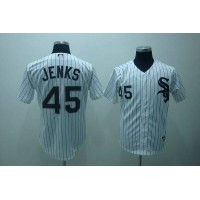 Chicago White Sox #45 Bobby Jenks Stitched White Black Strip MLB Jersey