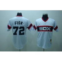 Mitchell and Ness 1985 Chicago White Sox #72 Carlton Fisk Stitched White Throwback MLB Jersey