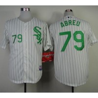 Chicago White Sox #79 Jose Abreu White Green Strip St. Patrick's Day Stitched MLB Jersey