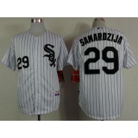 Chicago White Sox #29 Jeff Samardzija White Black Strip Stitched MLB Jersey
