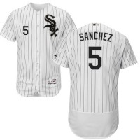 Chicago White Sox #5 Yolmer Sanchez White(Black Strip) Flexbase Authentic Collection Stitched MLB Jersey
