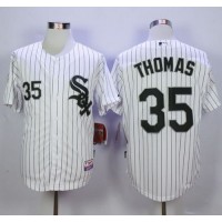 Chicago White Sox #35 Frank Thomas White(Black Strip) Cool Base Stitched MLB Jersey