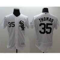 Chicago White Sox #35 Frank Thomas White(Black Strip) Flexbase Authentic Collection Stitched MLB Jersey