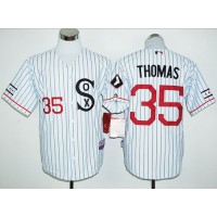 Chicago White Sox #35 Frank Thomas White(Black Strip) Cooperstown Stitched MLB Jersey