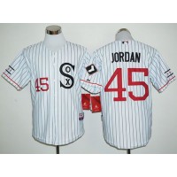 Chicago White Sox #45 Michael Jordan White(Black Strip) Cooperstown Stitched MLB Jersey