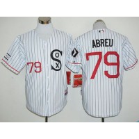 Chicago White Sox #79 Jose Abreu White(Black Strip) Cooperstown Stitched MLB Jersey