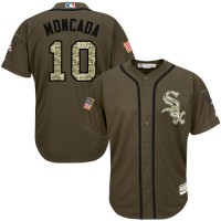 Chicago White Sox #10 Yoan Moncada Green Salute to Service Stitched MLB Jersey