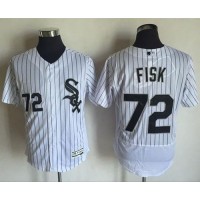 Chicago White Sox #72 Carlton Fisk White(Black Strip) Flexbase Authentic Collection Stitched MLB Jersey