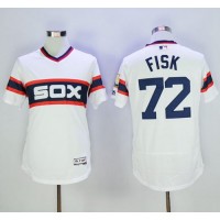 Chicago White Sox #72 Carlton Fisk White Flexbase Authentic Collection Alternate Home Stitched MLB Jersey