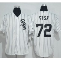 Chicago White Sox #72 Carlton Fisk White(Black Strip) New Cool Base Stitched MLB Jersey