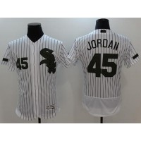 Chicago White Sox #45 Michael Jordan White(Black Strip) Flexbase Authentic Collection Memorial Day Stitched MLB Jersey