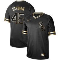 Nike Chicago White Sox #45 Michael Jordan Black Gold Authentic Stitched MLB Jersey