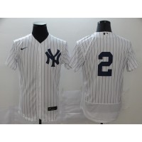 New York New York Yankees #2 Derek Jeter Men's Nike White Navy Home 2020 Authentic Player MLB Jersey