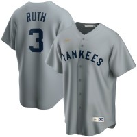New York New York Yankees #3 Babe Ruth Nike Road Cooperstown Collection Player MLB Jersey Gray